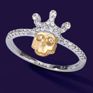 Vintage Charmed Aroma Skull king Ring, 925 Sterling Silver size 6